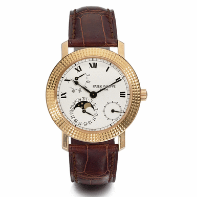 PATEK PHILIPPE - A LIMITED EDITION 18K PINK GOLD AUTOMATIC WRISTWATCH WITH MOON-PHASES, DATE AND POWER RESERVE 1997 REF 5057R CORTINA JUBILEE MVT 3109061 CASE 4027563