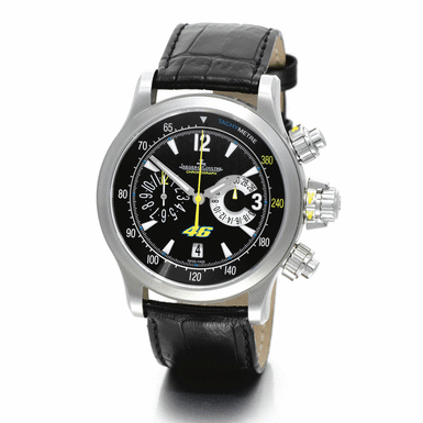 JAEGER-LECOULTRE -Master Compressor Valentino Rossi Limited Edition A LARGE STAINLESS STEEL LIMITED EDITION AUTOMATIC CHRONOGRAPH WRISTWATCH WITH DATE, REGISTERS AND TACHOMETER CIRCA 2007 MASTER COMPRESSOR 46 No 281/746