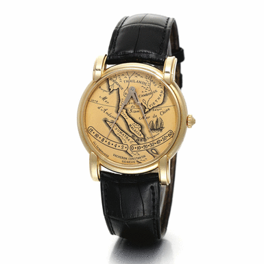 VACHERON CONSTANTIN - A FINE AND RARE 18K YELLOW GOLD DOUBLE RETROGRADE WRISTWATCH CIRCA 1998 MERCATOR REF 43050 NO 21/30