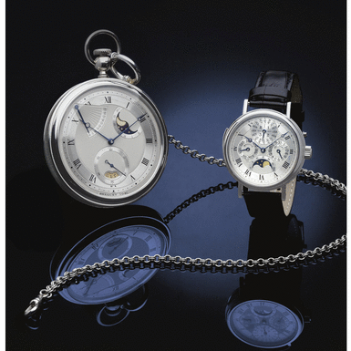 BREGUET - A FINE AND RARE SET OF PLATINUM WATCHES, COMPRISING OF A MINUTE REPEATING PERPETUAL CALENDAR WRISTWATCH WITH MOON-PHASES AND LEAP YEAR INDICATION AND A PLATINUM PERP