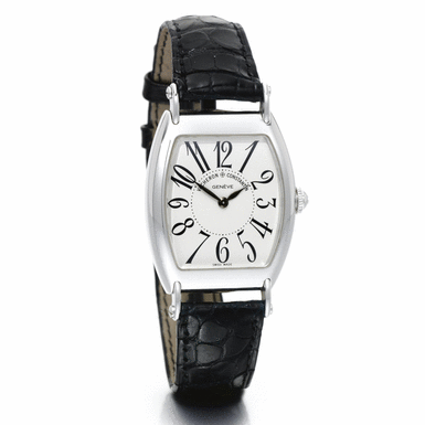 VACHERON CONSTANTIN - A LIMITED EDITION 18K WHITE GOLD CURVED TONNEAU FORM WRISTWATCH CIRCA 2000 REF 1912 LES HISTORIQUES NO 56