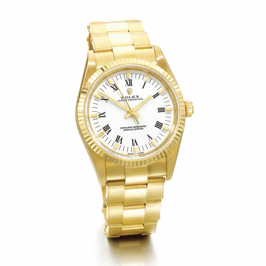 ROLEX - AN 18K YELLOW GOLD AUTOMATIC CENTRE SECONDS WRISTWATCH WITH BRACELET CIRCA 2000 REF 14238