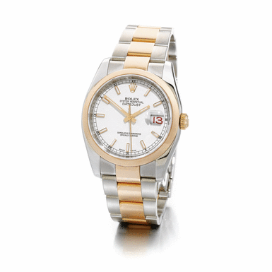 ROLEX - A STAINLESS STEEL AND 18K PINK GOLD AUTOMATIC CENTRE SECONDS WRISTWATCH WITH DATE AND BRACELET CIRCA 2000 REF 116201 DATEJUST