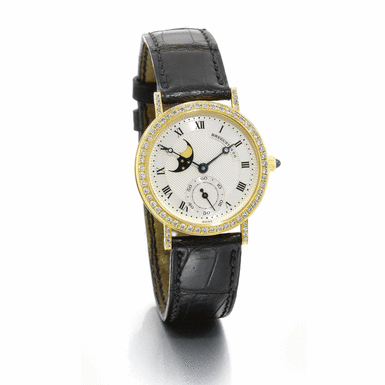 BREGUET - AN 18K YELLOW GOLD DIAMOND-SET WRISTWATCH WITH MOON-PHASES CIRCA 1995 NO 426