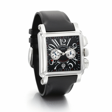 FRANCK MULLER - A STAINLESS STEEL AUTOMATIC OVERSIZED CURVED RECTANGULAR CHRONOGRAPH WRISTWATCH WITH REGISTERS AND DATE CIRCA 2005 REF 10000 HCC CORTEZ CONQUISTADOR NO 778