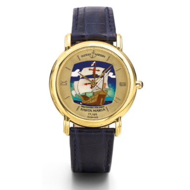 ULYSSE NARDIN - A LIMITED EDITION YELLOW GOLD AUTOMATIC SWEEP SECONDS WRISTWATCH WITH CLOISONN