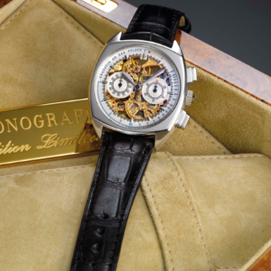 VACHERON CONSTANTIN - A FINE AND RARE LIMITED EDITION PLATINUM SKELETONIZED CUSHION-FORM CHRONOGRAPH WRISTWATCH WITH REGISTER CIRCA 2003 MEDICUS NO 1/10