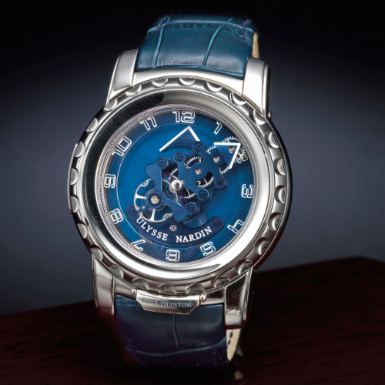 ULYSSE NARDIN - A WHITE GOLD CARROUSEL TOURBILLON WRISTWATCH WITH DUAL ESCAPEMENT AND 7-DAY POWER RESERVE CIRCA 2009 THE FREAK BLUE PHANTOM