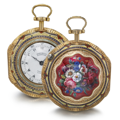 MARKWICK MARKHAM PERIGAL, LONDON - A GOLD AND ENAMEL TRIPLE CASED VERGE WATCH, MADE FOR THE TURKISH MARKET CIRCA 1800 NO 21808