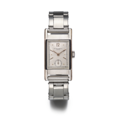PATEK PHILIPPE - A RARE STAINLESS STEEL AND 18K PINK GOLD RECTANGULAR WRISTWATCH 1939 REF 522AR MVT 833182 CASE 618545