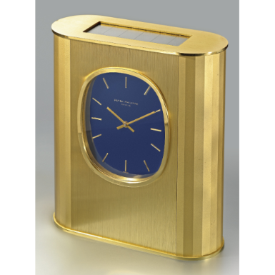PATEK PHILIPPE - A GILT BRASS PHOTOELECTRIC QUARTZ DESK TIMEPIECE 1976 REF 1505 ELLIPSE MVT 1802009