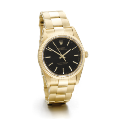 ROLEX - AN 18K YELLOW GOLD AUTOMATIC CENTRE SECONDS WRISTWATCH WITH BRACELET CIRCA 2001 REF 14238