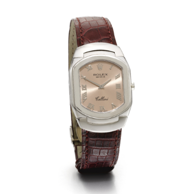 ROLEX - AN 18K WHITE GOLD TONNEAU WRISTWATCH CIRCA 1991 REF 6633 CELLINI