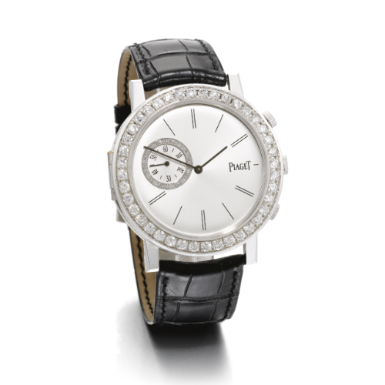 PIAGET - AN FINE OVERSIZED LIMITED EDITION 18K WHITE GOLD DOUBLE DIALLED WRISTWATCH CIRCA 2008 ALTIPLANO DOUBLE JEU