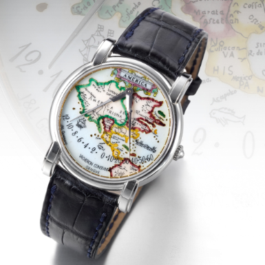 VACHERON CONSTANTIN - A VERY FINE AND RARE LIMITED EDITION PLATINUM AUTOMATIC DOUBLE RETROGRADE WRISTWATCH WITH CLOISONN