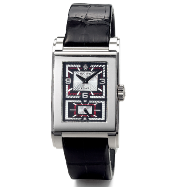 ROLEX - A WHITE GOLD RECTANGULAR WRISTWATCH CIRCA 2006 REF 5443 CELLINI PRINCE