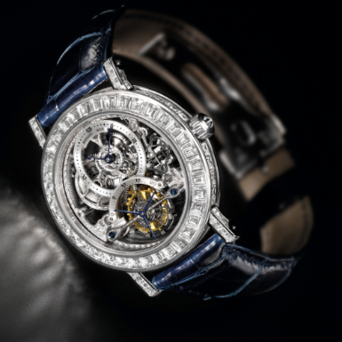 BREGUET - AN EXTREMELY FINE AND RARE WHITE GOLD AND DIAMOND-SET SKELETONIZED TOURBILLON WRISTWATCH CIRCA 2002 REF 3356 TOURBILLON SQUELETTE