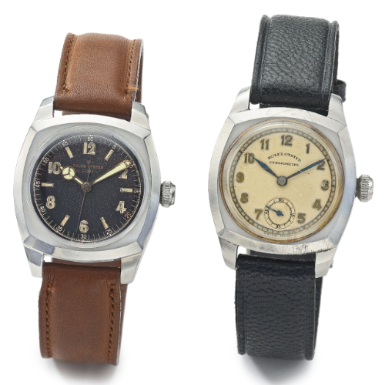 ROLEX - TWO STAINLESS STEEL CUSHION-FORM WRISTWATCHES CIRCA 1940 REF 3139