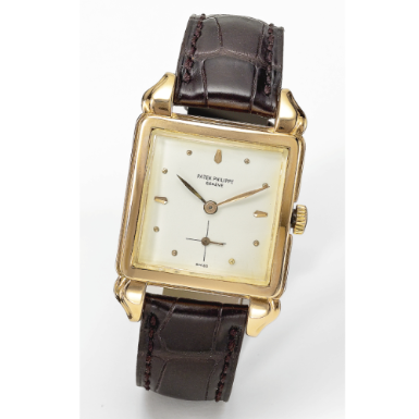 PATEK PHILIPPE - AN 18K PINK GOLD SQUARE WRISTWATCH 1950 REF 2424 MVT 954217 CASE 658869