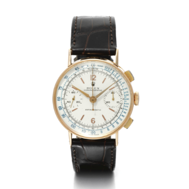Property of a collector - ROLEX - AN 18K PINK GOLD CHRONOGRAPH WRISTWATCH WITH TELEMETER AND REGISTER CIRCA 1935 REF 3371 ANTIMAGNETIC
