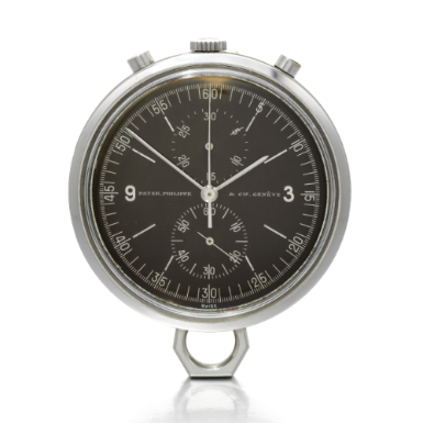 PROPERTY OF AN ESTATE - PATEK PHILIPPE - A RARE STAINLESS STEEL ATHLETE'S OPEN-FACED CHRONOGRAPH WATCH WITH REGISTERS 1963 REF 840 MVT 869123 CASE 2629364