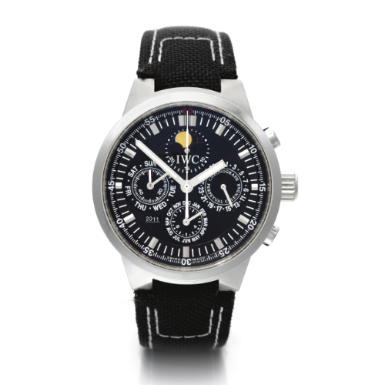 INTERNATIONAL WATCH CO. - A STAINLESS STEEL AUTOMATIC PERPETUAL CALENDAR CHRONOGRAPH WRISTWATCH WITH MOON-PHASES AND REGISTERS CIRCA 2000 GST REF 3756