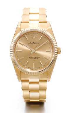 ROLEX - AN 18K YELLOW GOLD AUTOMATIC CENTRE SECONDS WRISTWATCH WITH BRACELET CIRCA 2000 REF 14238