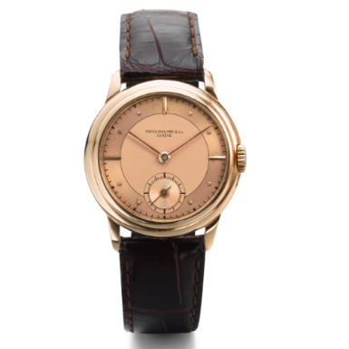 PATEK PHILIPPE - A FINE PINK GOLD WRISTWATCH CIRCA 1944 REF 592 MVT 925765 CASE 635736