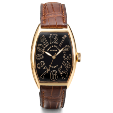 FRANCK MULLER - A PINK GOLD TONNEAU-FORM AUTOMATIC CENTER SECONDS WRISTWATCH CIRCA 2002 REF 5850 SC SUNSET