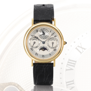 BREGUET - A YELLOW GOLD AUTOMATIC PERPETUAL CALENDAR WRISTWATCH WITH MOON-PHASES AND LEAP-YEAR INDICATION CIRCA 2000 NO 4006 A