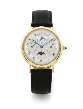 BREGUET - AN 18K YELLOW GOLD AUTOMATIC PERPETUAL CALENDAR WRISTWATCH WITH MOON-PHASES CIRCA 1995 NO 969