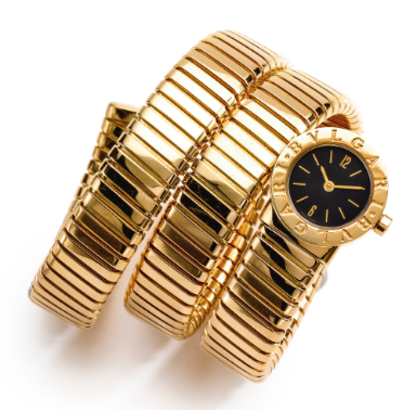 BULGARI - A LADY'S 18K YELLOW GOLD BRACELET WATCH CIRCA 1970 'TUBOGAS