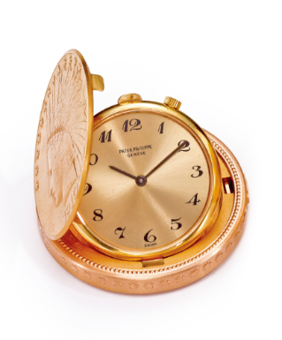 PATEK PHILIPPE - A RARE 18K YELLOW GOLD COIN-FORM WATCH 1993 REF 801 MVT 1389996 CASE 2881206