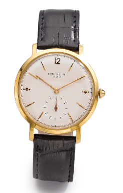 PATEK PHILIPPE - A RARE AND LARGE 18K YELLOW GOLD WRISTWATCH 1950 REF 2458 MVT 965930 CASE 657003