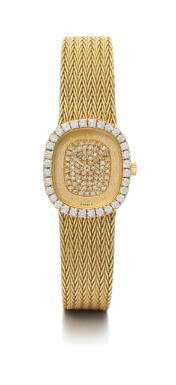PATEK PHILIPPE - A LADY'S YELLOW GOLD AND DIAMOND-SET OVAL BRACELET WATCH 1980 REF 4134/910 MVT 1402918 CASE 2791228