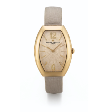 VACHERON CONSTANTIN - A LADY'S PINK GOLD TONNEAU-FORM WRISTWATCH CIRCA 2008 REF 25040 EG