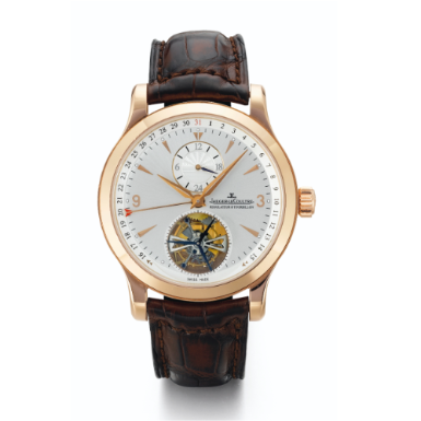 JAEGER-LECOULTRE - A FINE PINK GOLD AUTOMATIC TOURBILLON DUAL TIME WRISTWATCH WITH DATE CIRCA 2006 MASTER TOURBILLON