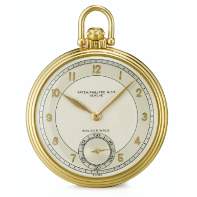 PATEK PHILIPPE - A YELLOW GOLD OPEN-FACED KEYLESS LEVER WATCH, RETAILED BY WALSER WALD 1937 REF 645 MVT 880157 CASE 505098