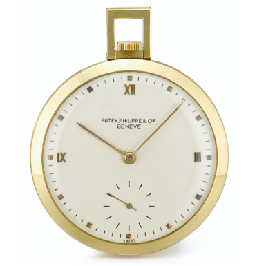 PATEK PHILIPPE - A YELLOW GOLD OPEN-FACED KEYLESS LEVER WATCH 1945 REF 703 MVT 881989 CASE 640459