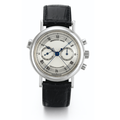 BREGUET - A FINE WHITE GOLD SPLIT SECONDS CHRONOGRAPH WRISTWATCH WITH REGISTER CIRCA 2002 REF 3947 RATTRAPANTE NO 4055