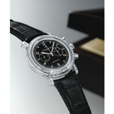 VACHERON CONSTANTIN - A VERY FINE AND RARE WHITE GOLD AND FULL DIAMOND-SET CHRONOGRAPH WRISTWATCH WITH REGISTERS CIRCA 2009 REF 47621 MALTE CHRONOGRAPHE