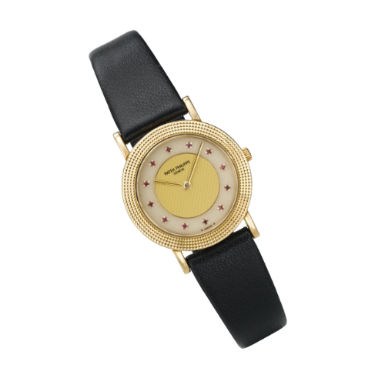 PATEK PHILIPPE - A LADY'S YELLOW GOLD WRISTWATCH WITH HOBNAIL BEZEL 1996 REF 4919 MVT 1965282 CASE 4001139