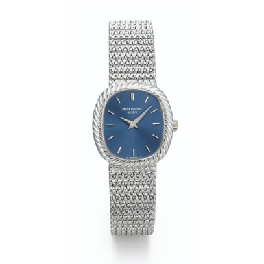 PATEK PHILIPPE - A WHITE GOLD OVAL BRACELET WATCH 1980 REF 4461/1 MVT 1397424 CASE 2781236