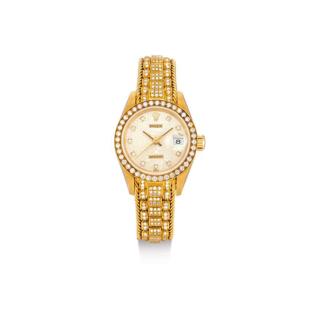 ROLEX | DATEJUST, REFERENCE 69138, A YELLOW GOLD AND DIAMOND-SET WRISTWATCH WITH DATE AND BRACELET, CIRCA 1991 | 勞力士 | Datejust 型號69138 黃金鑲鑽石鏈帶腕錶，備日期顯示，錶殼編號X270003，約1991年製