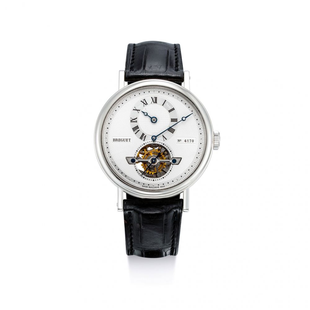 BREGUET | CLASSIQUE COMPLICATIONS, REFERENCE 5307, A PLATINUM TOURBILLON WRISTWATCH WITH REGULATOR DIAL, CIRCA 2005 |寶璣 | Classique Complications 型號5307 鉑金陀飛輪腕錶，備三針一線錶盤，機芯編號0284，錶殼編號4170S，約2005年製
