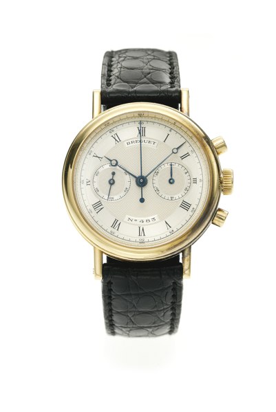 Breguet A FINE 18K YELLOW GOLD CHRONOGRAPH WRISTWATCH WITH REGISTER NO 483 REF BA3237 CIRCA 1996