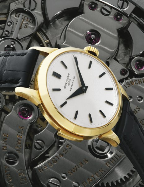 Patek Philippe RETAILED BY TIFFANY CO: AN EXCEPTIONAL AND MOST PROBABLY UNIQUE AND SPECIALLY ORDERED 18K YELLOW GOLD MINUTE-REPEATER WRISTWATCH REF 2524/1 MVT 861495 CASE 2604979 MOVEMENT MADE IN 1954 AND CASED IN 1961
