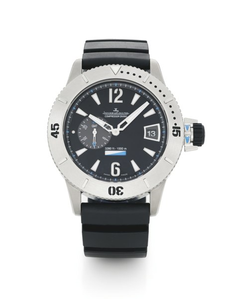 Jaeger-LeCoultre A LARGE TITANIUM AUTOMATIC TWO-TIME ZONE DIVER WRISTWATCH WITH DATE REF 159.T.05 CASE 2471366 MASTER COMPRESSOR DIVING GMT CIRCA 2011