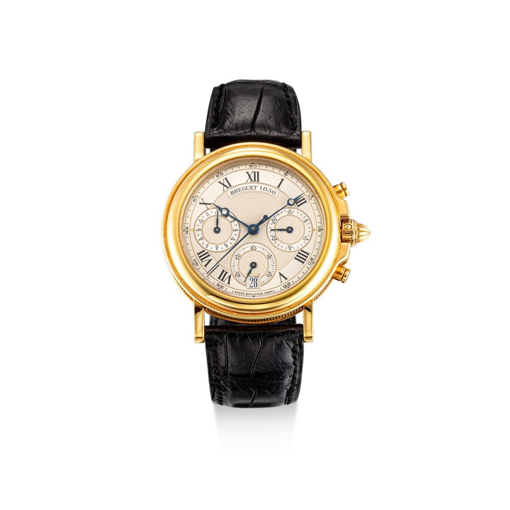 BREGUET | MARINE CHRONOGRAPH, REFERENCE 3460 BA | A YELLOW GOLD CHRONOGRAPH WRISTWATCH WITH DATE, CIRCA 1996 | 寶璣 | Marine Chronograph 型號3460 BA 黃金計時腕錶，備日期顯示，約1996年製
