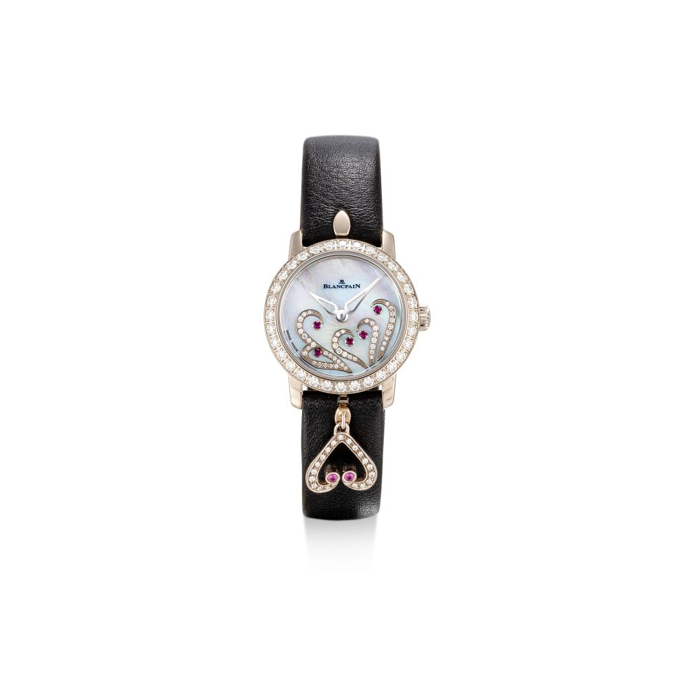 BLANCPAIN | LADYBIRD, REFERENCE 0063B-1954-63A | A WHITE GOLD, DIAMOND AND RUBY-SET WRISTWATCH WITH MOTHER-OF-PEARL DIAL, CIRCA 2017 | 寶珀 | Ladybird 型號0063B-1954-63A 白金鑲鑽石及紅寶石腕錶，備珠母貝錶盤，約2017年製